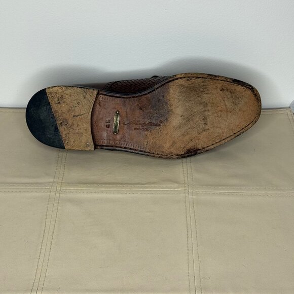 Mezlan Mens Dress Shoes Woven Leather Genuine Crocodile Croc Brown Size 11 W main image 14